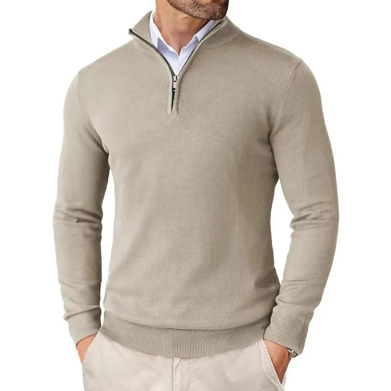 Autumn Men'S Quarter Zip up Sweaters Slim Fit Lightweight Outdoor Mock Neck Pullover Sweaters Half Turtleneck Knitted Streetwear