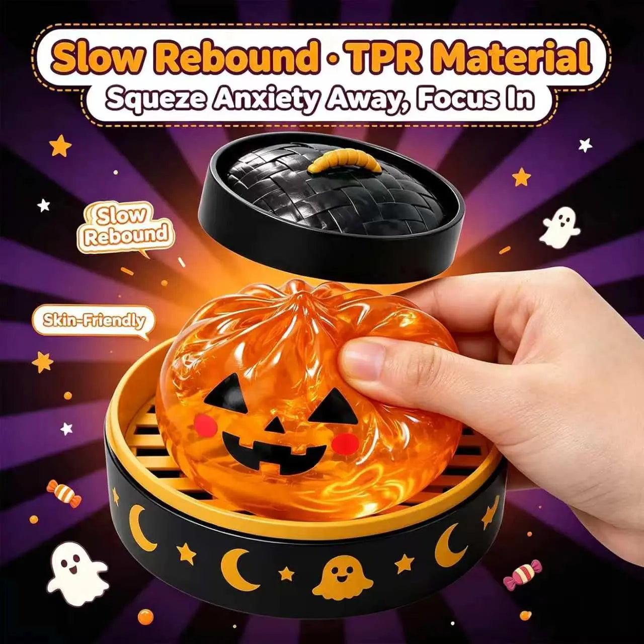 Adorable Halloween Ghost Maruko Squishy Squeeze Toy Set - Mini Stress Relievers for Spooky Fun and Party Treats