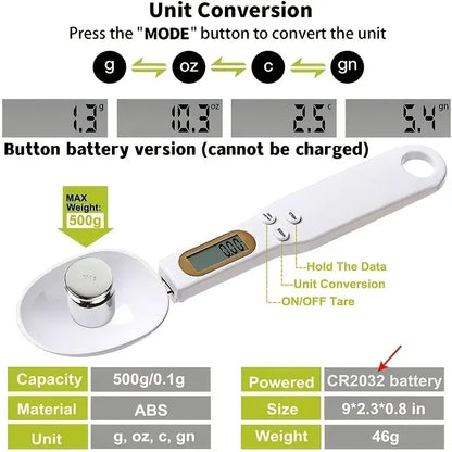 Precision Electronic Kitchen Scale: 500G Capacity with 0.1G Accuracy - Ultimate Mini Measuring Spoon for Flour, Coffee, and More!