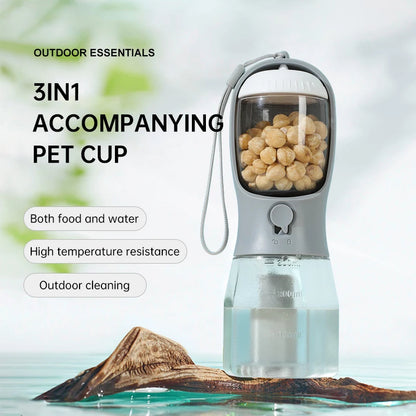 Ultimate 3-in-1 Travel Dog Feeder: Portable Pet Water Dispenser & Food Container with Poop Bags for Outdoor Adventures