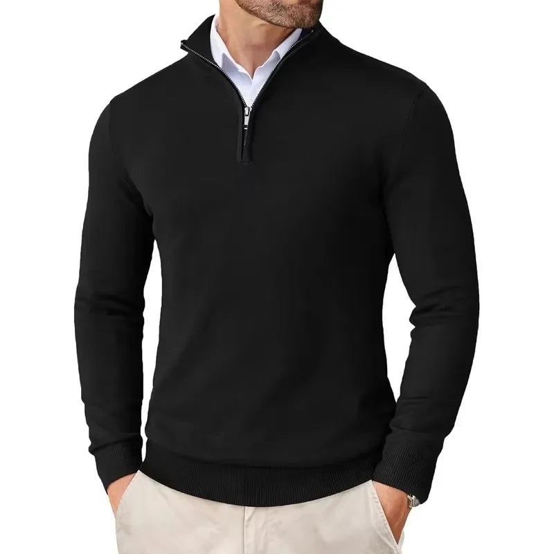 Autumn Men'S Quarter Zip up Sweaters Slim Fit Lightweight Outdoor Mock Neck Pullover Sweaters Half Turtleneck Knitted Streetwear