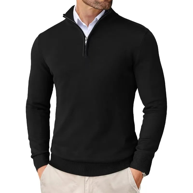 Autumn Men'S Quarter Zip up Sweaters Slim Fit Lightweight Outdoor Mock Neck Pullover Sweaters Half Turtleneck Knitted Streetwear