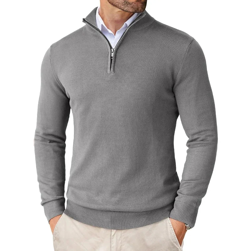 Autumn Men'S Quarter Zip up Sweaters Slim Fit Lightweight Outdoor Mock Neck Pullover Sweaters Half Turtleneck Knitted Streetwear