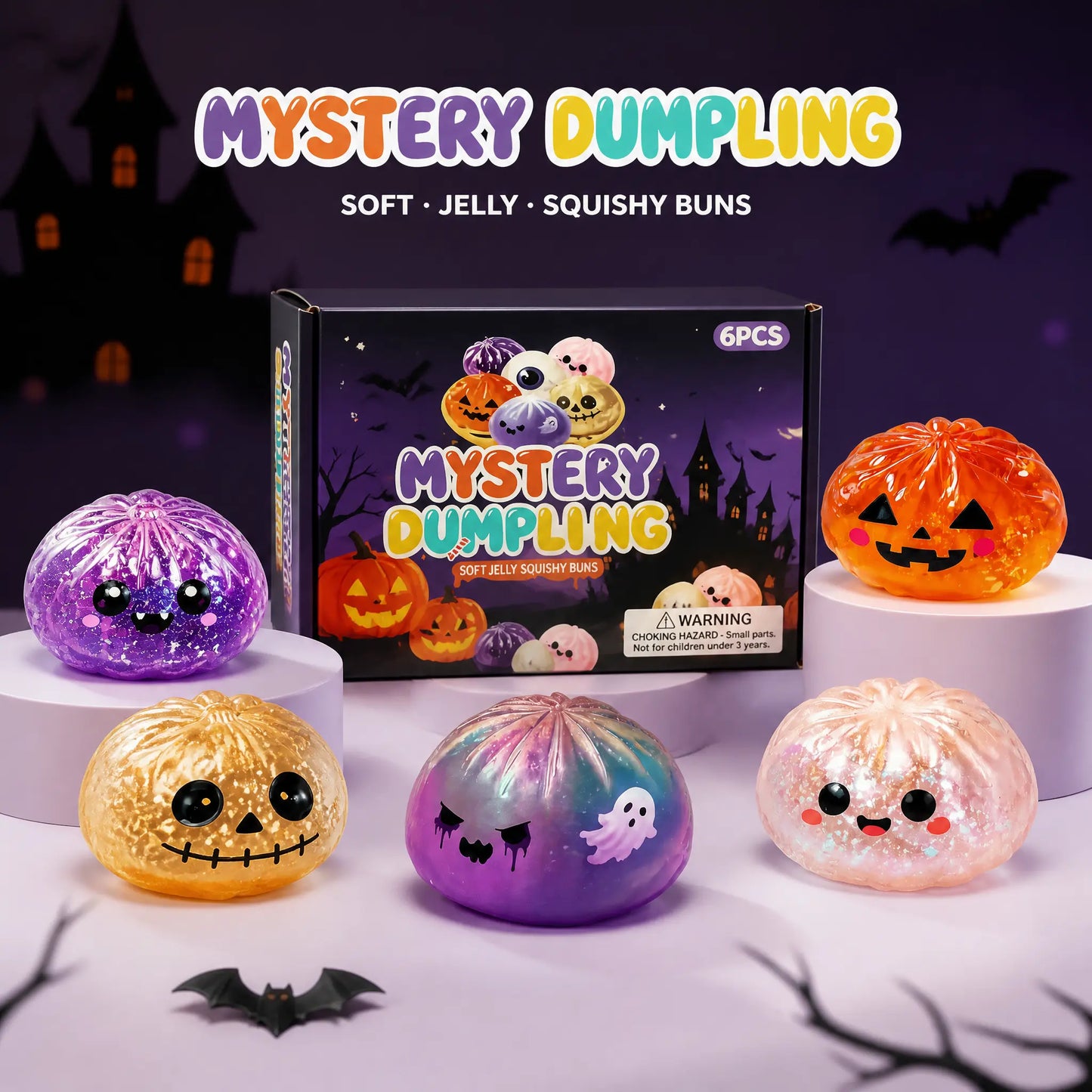Adorable Halloween Ghost Maruko Squishy Squeeze Toy Set - Mini Stress Relievers for Spooky Fun and Party Treats